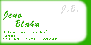 jeno blahm business card